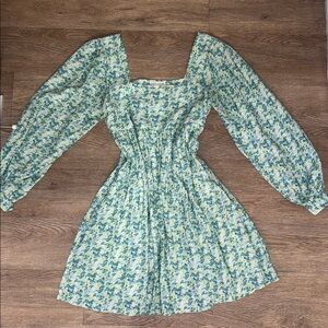 Moon River Long Puff Sleeve Floral Dress